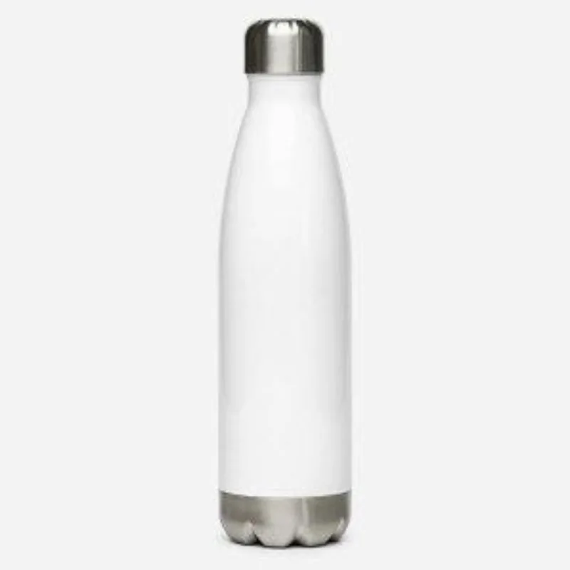 Blank white stainless steel water bottle with a steel cap, for a custom water bottle mockup